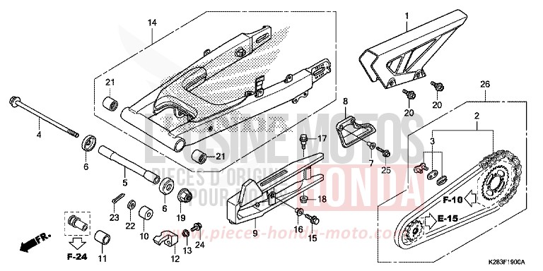 BRAS OSCILLANT de CRF125F "Petites Roues" EXTREME RED (R292) 2019